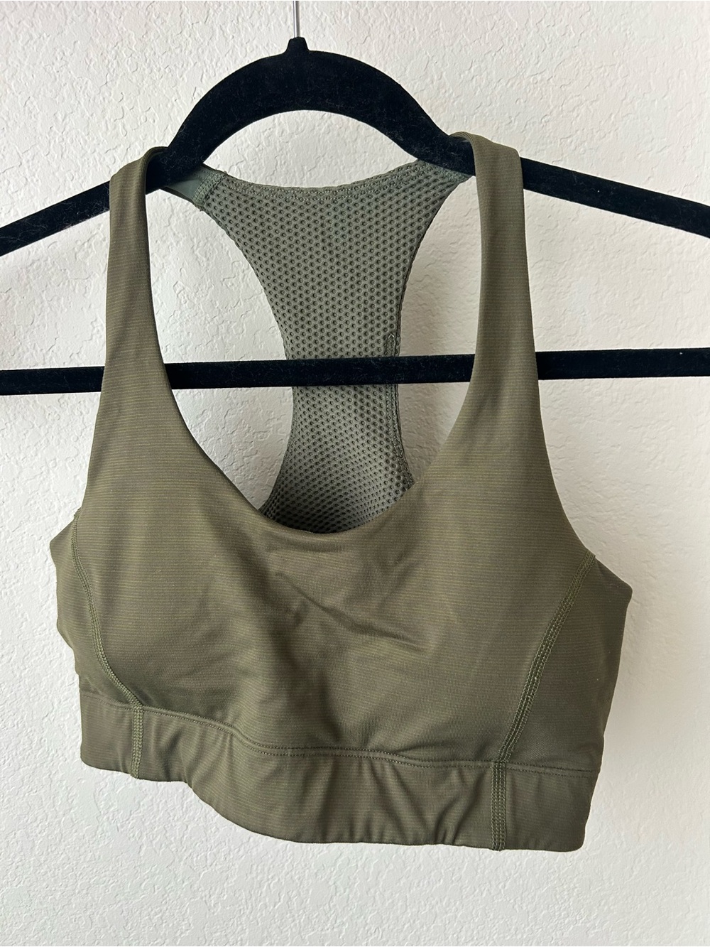 Outdoor Voices Olive Sports Bra with Mesh Racerback